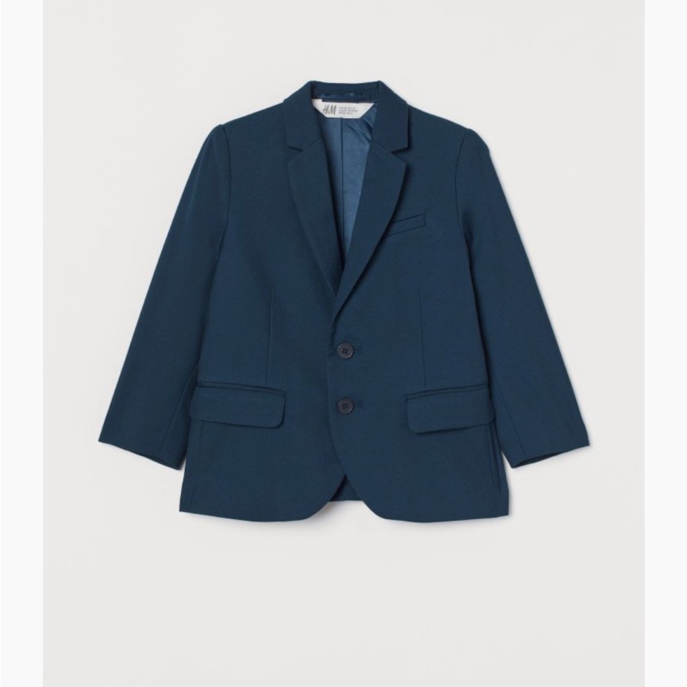 Dark blue H&M boys suit. Jacket and slim fit pants (9-10).
